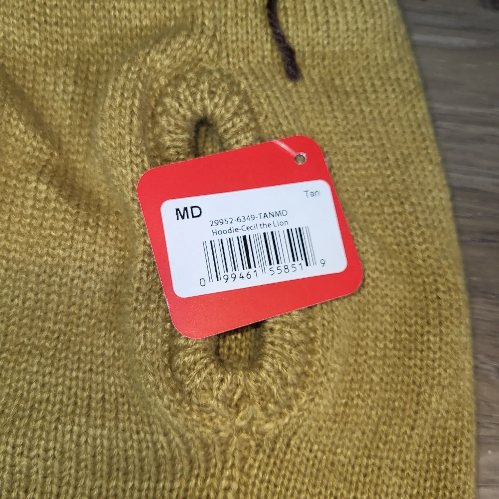 Mustard Lion Knit Dog Sweater Hoodie by